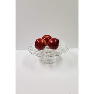 Vintage Cake Stand Clear Glass, Quintec L E Smith, Pedestal Plate, Cup Cake